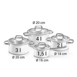 Topfset INDUKTION Kochtopfset 8 Tlg. X4 Töpfe MIT GLASDECKELN Edelstahl Weiß -Küchenzauber Günstiges Geschäft 0013827e8d9436f9121196aebe14b711