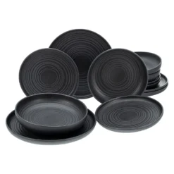 CreaTable 23861 Tafelservice Uno Für 4 Personen, Steinzeug, Schwarz (1 Set, 12-teilig) -Küchenzauber Günstiges Geschäft 0059fd3f669d3c1506ab694d9fc22509