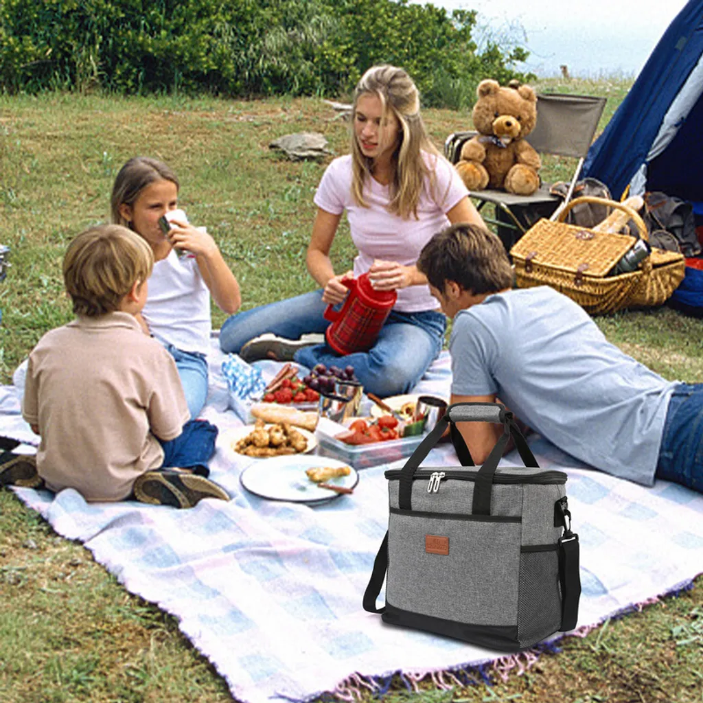 Lospitch 25L Kühltasche Faltbar Kühlkorb Kühlbox Isoliertasche Thermotasche Picknicktasche Für Lebensmitteltransport, Grau 6 Lospitch 25L Kühltasche Faltbar Kühlkorb Kühlbox Isoliertasche Thermotasche Picknicktasche Für Lebensmitteltransport, Grau – Bild 6