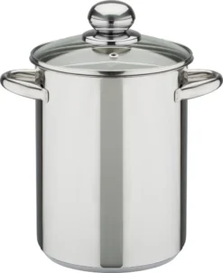GSW Spargel- Und Spaghettitopf 16 Cm Mit Glasdeckel, 643160, Edelstahl Rostfrei, Ca. 4,2 L