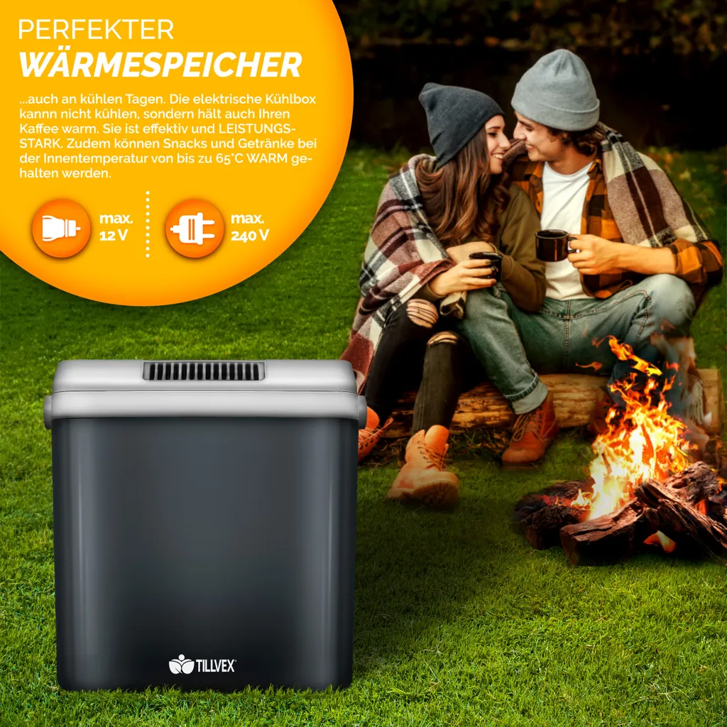 Tillvex Kühlbox Elektrisch 32L Grau | Mini-Kühlschrank 230 V Und 12 V Für KFZ Auto Camping | Kühlt & Wärmt | ECO-Modus 7 Tillvex Kühlbox Elektrisch 32L Grau | Mini-Kühlschrank 230 V Und 12 V Für KFZ Auto Camping | Kühlt & Wärmt | ECO-Modus – Bild 7