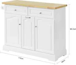 SoBuy FKW100-WN Kücheninsel Mit Arbeitsplatte Küchenwagen Mit 2 Türen Und Ausziehbarem Flaschenhalter Küchenschrank Sideboard Küchentrolley Weiß BHT Ca.: 115x90x46cm -Küchenzauber Günstiges Geschäft 0293763abcfa42dc5fe80aa042debe90