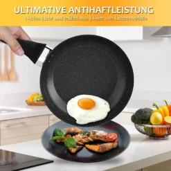 3tlg Pfannenset Mit Antihaftbeschichtung - Kratzfest Mit Isoliertem Griff Induktion 20 +24 +28cm Schwarz -Küchenzauber Günstiges Geschäft 07bd2d74b4f5e2832b778fa0b99eeea7