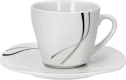 Van Well Kombiservice Silver Night 62-tlg 6 Personen, Tafel + Kaffee + Zubehör, Linien-Dekor -Küchenzauber Günstiges Geschäft 09cf189423f594bbbea84c4e359ccd1d