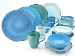 CreaTable 20157 Kombiservice Nature Collection Aqua Für 4 Personen, Steinzeug, Aqua (1 Set, 16-teilig) -Küchenzauber Günstiges Geschäft 09e7126c0d3309f426f2c8efc4a229d8