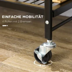 HOMCOM Rollwagen, Klappbarer Küchenwagen, Servierwagen Mit 3 Ebenen, Griff, Küchenregal Auf 4 Rollen Für Esszimmer, Wohnzimmer, Stahl, Braun+Schwarz, 68 X 35 X 85 Cm -Küchenzauber Günstiges Geschäft 0a0dd0bb6e8688cc0ff0d637d92646e7