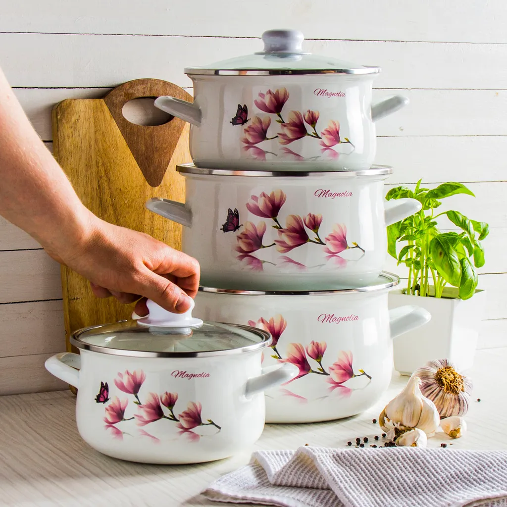 8 Tlg TOPFSET Kochtopfset Töpfe Induktionstöpfe Induktion Emaille Mit Glasdeckel 3 8 Tlg TOPFSET Kochtopfset Töpfe Induktionstöpfe Induktion Emaille Mit Glasdeckel – Bild 3