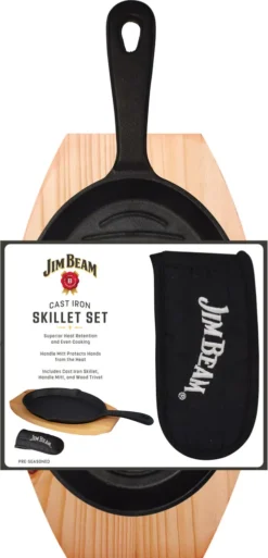 Jim Beam BBQ Servierpfanne Gusseisen - Grillpfanne Steakpfanne Emaille Mit Holzuntersetzer Servierbrett 4er Set -Küchenzauber Günstiges Geschäft 0eab4153333dada907654074e9ef76f0