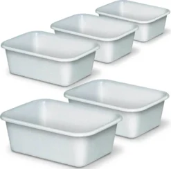 5 Lebensmittelwannen, Inhalt 12 Liter, LxBxH 440 X 320 X 155 Mm, Weiß, PE-HD