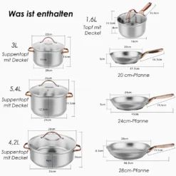 COSTWAY 11-teiliges Topf- & Pfannenset, Kochgeschirr-Set Aus Edelstahl, Kochset Mit Glasdeckel, Ofensicher Bis 200℃ Für Induktions-, Gas-, Elektroherd, Kochtopf Set Rostfrei & Beschichtet -Küchenzauber Günstiges Geschäft 132e2864eb5aaf153d80aafd32354f26
