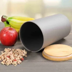 KESPER Vorratsdose, Kunststoff Mit Bambusdeckel, Grau, Ø 11,5 Cm, Höhe: 18,7 Cm, 32601 -Küchenzauber Günstiges Geschäft 13b8526d1ed636f4076009ca657c1556