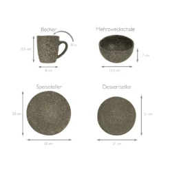 CreaTable 23770 Kombiservice Granit Für 4 Personen, Steinzeug (1 Set, 16-teilig) -Küchenzauber Günstiges Geschäft 14e1fc290e65b1e49e3286d7707e106d