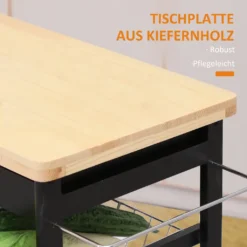 HOMCOM Küchenwagen Servierwagen Mit Ausziehbarem Korb Schublade Küchenrollwagen Weinablage Küchentrolley Holz Schwarz 74 X 37 X 76 Cm -Küchenzauber Günstiges Geschäft 186edaa508ee90a4b331f47f3cdcbd7b
