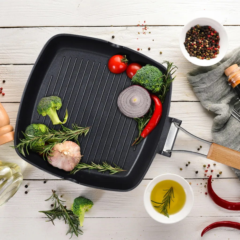 Relaxdays Grillpfanne Mit Holzgriff 5 Relaxdays Grillpfanne Mit Holzgriff – Bild 5