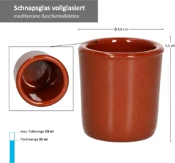 MamboCat 12er Ton Schnapsbecher 50 Ml Vollglasiert Shot-Glas Mediterran Unikat Handarbeit Tonbecher -Küchenzauber Günstiges Geschäft 1b9464e82415ad9215d7a2092e130cd9