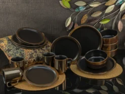 CreaTable 23592 Kombiservice Modern Industrial Für 4 Personen, Steinzeug, Schwarz/gold (1 Set, 16-teilig) -Küchenzauber Günstiges Geschäft 1e3b9ca979def613d9936119c83d140f