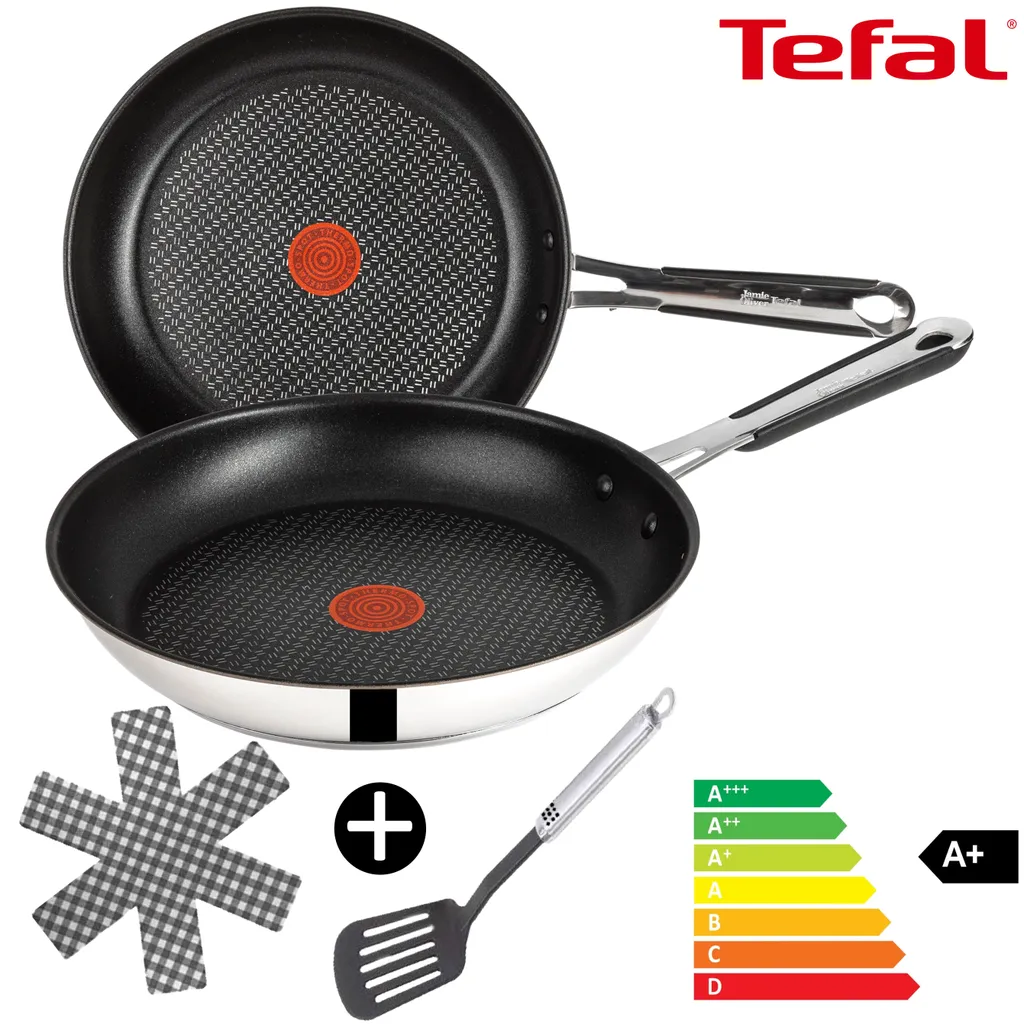 Tefal E76 Jamie Oliver Pfanne 28 Cm Induktion 3 TLG Set 4, NR 1, Bratpfanne Hoher Rand, Antihaft-beschichtet, Backofenofengeeignet, Spülmaschinenfest, Hohe GLEITFÄHIGKEIT,FÜR ALLE HERDARTEN 1 Tefal E76 Jamie Oliver Pfanne 28 Cm Induktion 3 TLG Set 4, NR 1, Bratpfanne Hoher Rand, Antihaft-beschichtet, Backofenofengeeignet, Spülmaschinenfest, Hohe GLEITFÄHIGKEIT,FÜR ALLE HERDARTEN