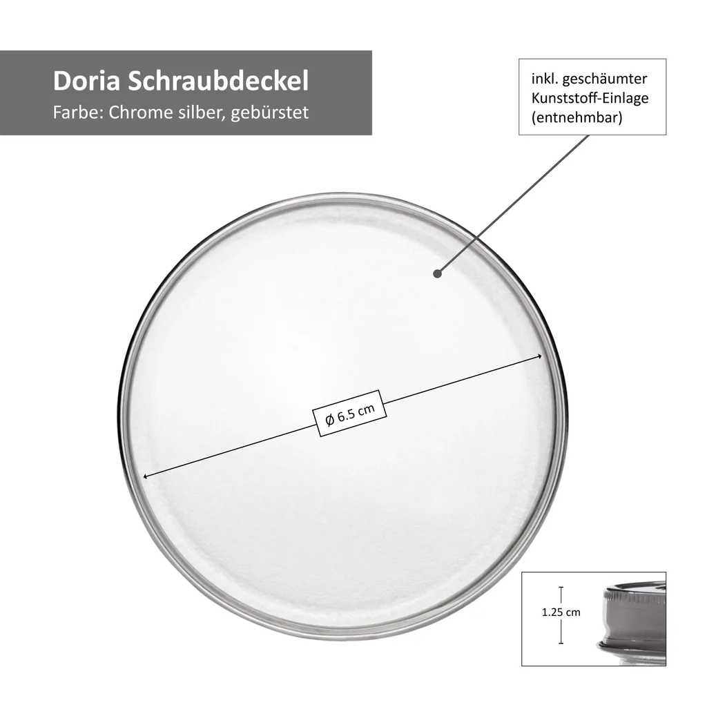 8-tlg. Vorrats-Gläserset Doria 520 Ml + 320 Ml Gewürzglas Mit Schraub-Deckel Silber Gläser 4 8-tlg. Vorrats-Gläserset Doria 520 Ml + 320 Ml Gewürzglas Mit Schraub-Deckel Silber Gläser – Bild 4