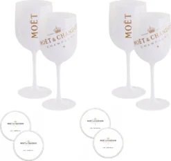 Moët & Chandon Champagnergläser ICE IMPERIAL 450ml Aus Acryl Set Mit 4 Gläsern Inkl. Untersetzer