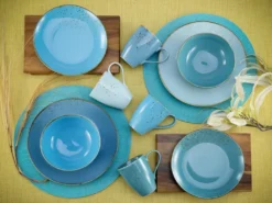 CreaTable 20157 Kombiservice Nature Collection Aqua Für 4 Personen, Steinzeug, Aqua (1 Set, 16-teilig) -Küchenzauber Günstiges Geschäft 220b8099d0052f088b44589cd92bc320
