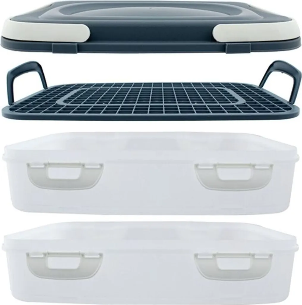 Party Container Kuchenbehälter Lebensmittel Transportbox XL Mit 2 Etagen Und Klappbaren Griffen, Farbe:Grau 2 Party Container Kuchenbehälter Lebensmittel Transportbox XL Mit 2 Etagen Und Klappbaren Griffen, Farbe:Grau – Bild 2