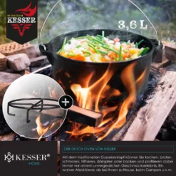 KESSER® Dutch Oven Set In Holzkiste Mit Dutch Oven Mit Viel Zubehör - Gusseisen - Bereits Eingebrannt Mit Kochtopf Grillplatte Pfanne Deckelheber Inkl. Rezeptbuch Handschuhe, Farbe:12-Teilig -Küchenzauber Günstiges Geschäft 267d16becf55b4514d4921457610f93d