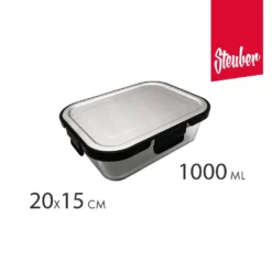 2 Stück Steuber Glas Frischhaltedose 1000ml Mit Schwarzem Edelstahldeckel, Luftdichter Silikon-Klickdeckel, Backofengeeignet -Küchenzauber Günstiges Geschäft 2c46a650cacea9cdcac45d03668a5bae
