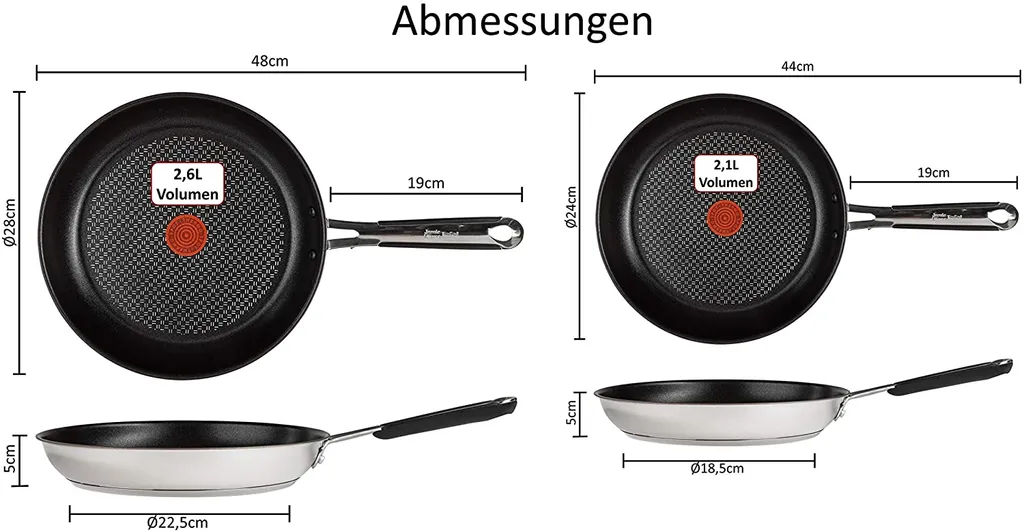 Tefal J90929 Jamie Oliver Pfannenset Induktion 4 TLG, Set Angebot, Pfanne 28 Cm + Pfanne 24 Cm, Edelstahl 3 Tefal J90929 Jamie Oliver Pfannenset Induktion 4 TLG, Set Angebot, Pfanne 28 Cm + Pfanne 24 Cm, Edelstahl – Bild 3