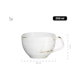 Mäser 931609 Kaffeetassen-Set Derby Für 4 Personen, Porzellan, Weiß/hellblau/beige (1 Set, 8-teilig)