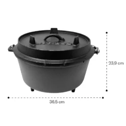 Klarstein Guernsey Premium Dutch Oven 9.0 Gusseisen-Topf , Voreingebrannt , Standfüße , Mit Deckelheber Und Deckelständer , Thermometeröffnung , Größe L: 9 Qt / 8 Liter , Schwarz -Küchenzauber Günstiges Geschäft 2fa5b017d0bfee09999a3d3f07d13293