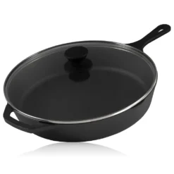 BBQ-Toro Gusseisen Grillpfanne Ø 30 Cm Mit Glasdeckel | Bratpfanne