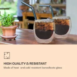 DUOS 6X 410ml Jumbo Doppelwandige Thermo-Gläser + 6X Edelstahl-LÖFFEL, Für Latte Macchiato, Cocktails, Vorspeisen By Feelino -Küchenzauber Günstiges Geschäft 302b02e48be9638bb4bcefd7ecb36b11