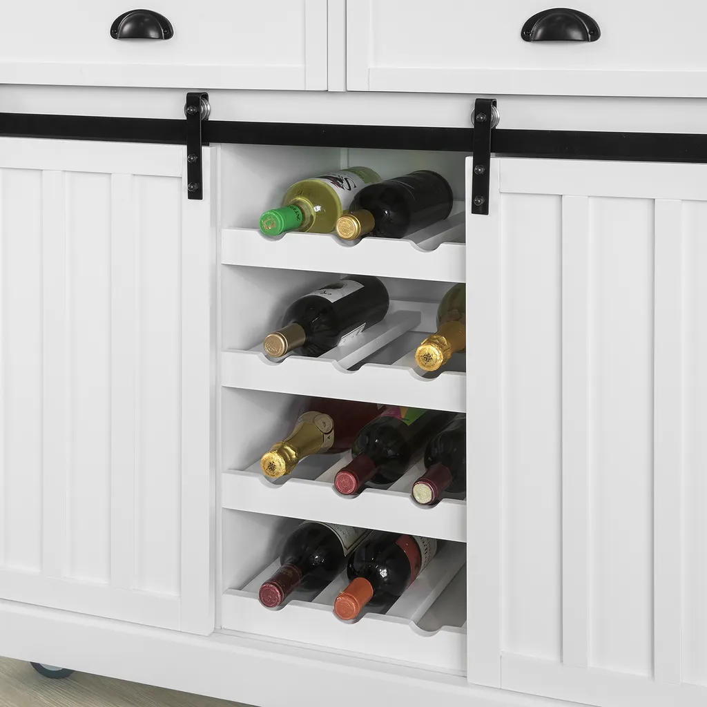 SoBuy FKW94-W Design Küchenwagen Mit Flaschenablage Küchenschrank Mit 2 Schiebetüren Und 2 Schubladen Servierwagen Mit Edelstahlplatte Sideboard Weiß 5 SoBuy FKW94-W Design Küchenwagen Mit Flaschenablage Küchenschrank Mit 2 Schiebetüren Und 2 Schubladen Servierwagen Mit Edelstahlplatte Sideboard Weiß – Bild 5