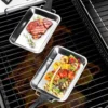 2er Set Edelstahl Grillpfanne Portionspfanne Grill Gemüse Grillgutpfanne