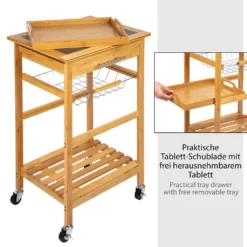 ONVAYA Küchenwagen Kyoto Auf Rollen, Küchenrollwagen Aus Bambus Mit Arbeitsplatte Schwarz Aus Stein, Praktischer Beistellwagen Für Die Küche Inkl. Schubladen -Küchenzauber Günstiges Geschäft 34199d49e68a33455742e824759c3a19