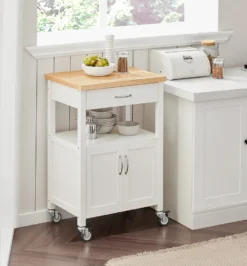 SoBuy Küchenwagen, Küchenschrank, Getränkewagen Fürs Büro FKW22-WN -Küchenzauber Günstiges Geschäft 345686321f9e9b10e29860223c46b70f