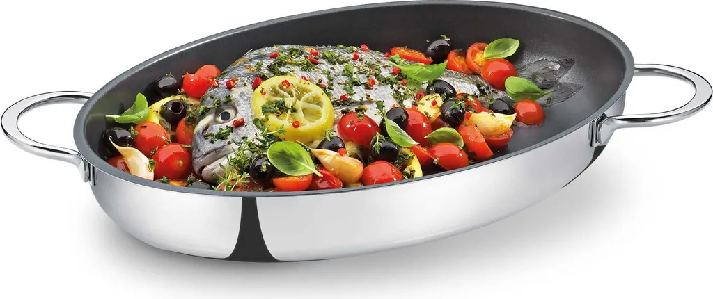 Küchenprofi Fischpfanne Oval 38 Cm Pfanne Edelstahl Antihaft 2 Küchenprofi Fischpfanne Oval 38 Cm Pfanne Edelstahl Antihaft – Bild 2
