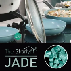 Starlyf® Pfannen-Set »Jade Pan Set« , Aluminium ( Starter-Set 5 -tlg. 3 Pfannen, 2 Glasdeckel ) , Innovativer Deckelgriff Zum Abstellen, Jade-Antihaft-Beschichtung - Aus Der TV Werbung -Küchenzauber Günstiges Geschäft 39af3332802e45dc0378db725e66795b