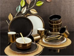 CreaTable 23592 Kombiservice Modern Industrial Für 4 Personen, Steinzeug, Schwarz/gold (1 Set, 16-teilig) -Küchenzauber Günstiges Geschäft 3a51bdd1393c8b834838f7fd88adf2d3