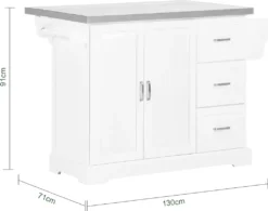SoBuy FKW41-ST Luxus-Küchenwagen Mit Edelstahlplatte Küchenschrank Sideboard Mit Erweiterbarer Arbeitsfläche Servierwagen BHT Ca.:130x91x46(+25) Cm -Küchenzauber Günstiges Geschäft 3c1a00eba0391c256b02d11bc53101d2