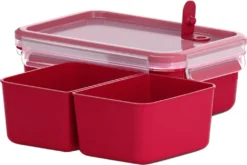 Emsa Mikrowellendose CLIP & MICRO 1,2 Liter Mit Einsätzen Transparent / Rot