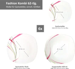 Kombiservice 62 Tlg. Fashion, Eckige Form -Küchenzauber Günstiges Geschäft 3e2b3b8bb4a0d1e37a62e1328b508aee