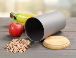 KESPER Vorratsdose, Kunststoff Mit Bambusdeckel, Grau, Ø 11,5 Cm, Höhe: 18,7 Cm, 32601 -Küchenzauber Günstiges Geschäft 416fce538deb196f31e8fefdb02aa2aa