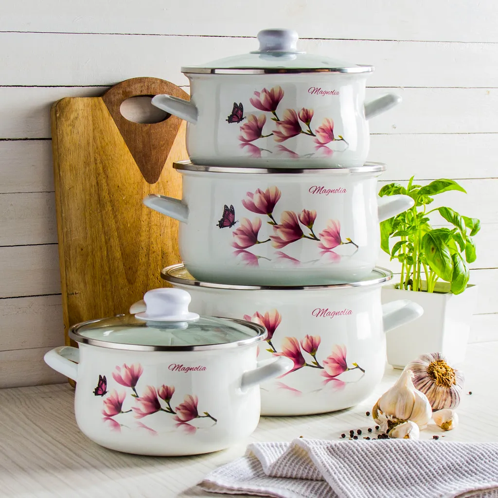 8 Tlg TOPFSET Kochtopfset Töpfe Induktionstöpfe Induktion Emaille Mit Glasdeckel 2 8 Tlg TOPFSET Kochtopfset Töpfe Induktionstöpfe Induktion Emaille Mit Glasdeckel – Bild 2