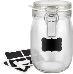 6 X Creative Home Gläser Mit Bügelverschluss | 1 Liter | Einmachgläser Drahtbügel-glas Aufbewahrungsgläser Mit Gummiring Und Deckel | 8 Wiederverwendbare Aufkleber + 1 Anti-Staub-Kreide 12 6 X Creative Home Gläser Mit Bügelverschluss | 1 Liter | Einmachgläser Drahtbügel-glas Aufbewahrungsgläser Mit Gummiring Und Deckel | 8 Wiederverwendbare Aufkleber + 1 Anti-Staub-Kreide -Küchenzauber Günstiges Geschäft 444040aa6b493dc9c6522f5fba26e59f