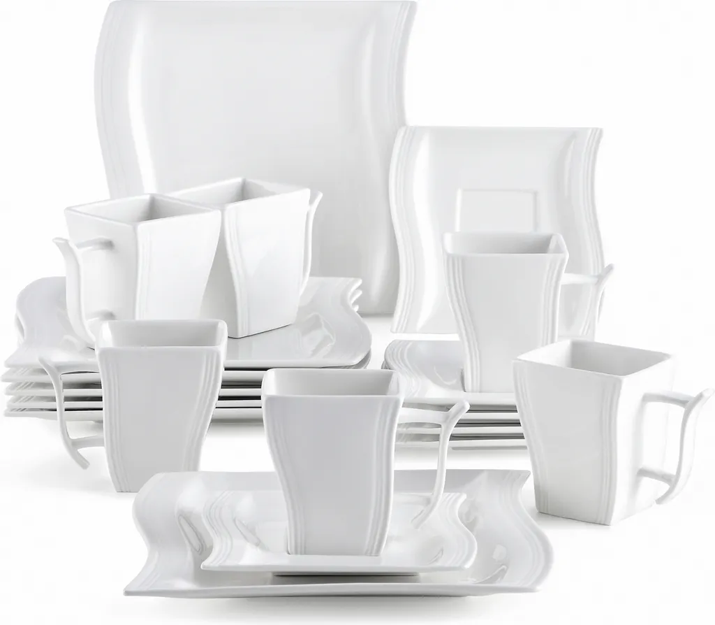 MALACASA, Serie Flora, 18 Tlg . Set Cremeweiß Porzellan Kaffeeservice Geschirrset Mit Je 6 Kuchenteller, 6 Tasse 220ml, 6 Untertasse Für 6 Personen 1 MALACASA, Serie Flora, 18 Tlg . Set Cremeweiß Porzellan Kaffeeservice Geschirrset Mit Je 6 Kuchenteller, 6 Tasse 220ml, 6 Untertasse Für 6 Personen