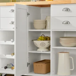 SoBuy KNL03-WN Küchenwagen Kücheninsel Mit 1 Handtuchhalter Küchenschrank Rollwagen Sideboard Auf Rollen Küchentrolley Servierwagen Mit Flaschenablagen Und Schublade BHT Ca.: 107x93x45cm -Küchenzauber Günstiges Geschäft 499708e09d46423f174f1b039bc9cf8e