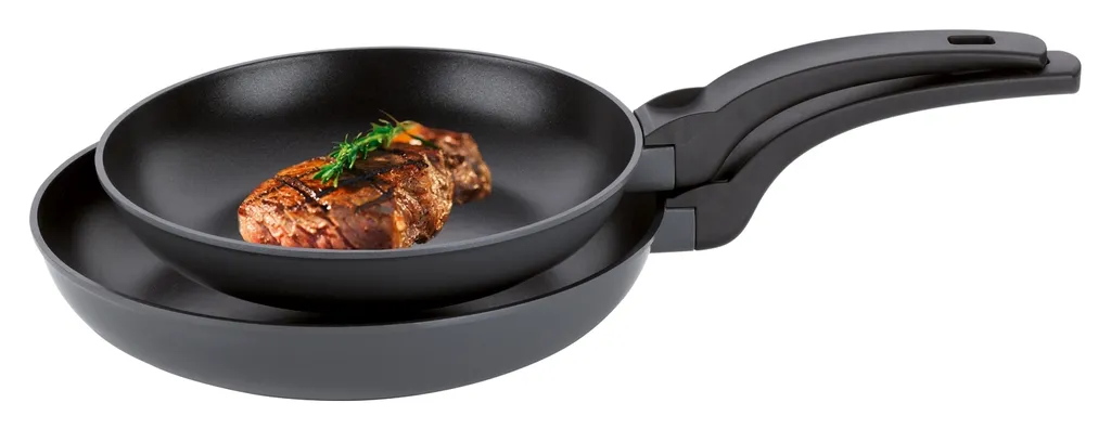 Bratpfannen-Set 2-teilig - Schwarz - Aluguss 1 Bratpfannen-Set 2-teilig - Schwarz - Aluguss