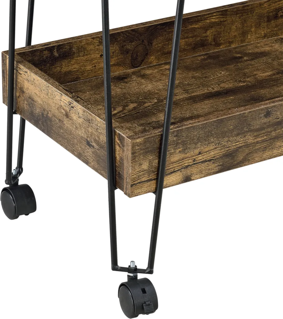 Servierwagen Vaxholm 78x62x32cm Barwagen Beistellwagen Rollwagen Bis 10 Kg Stahlgestell Dunkler Holzton 6 Servierwagen Vaxholm 78x62x32cm Barwagen Beistellwagen Rollwagen Bis 10 Kg Stahlgestell Dunkler Holzton – Bild 6