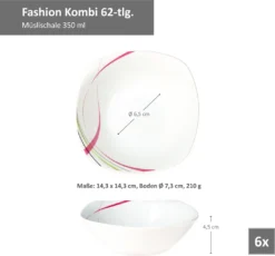 Kombiservice 62 Tlg. Fashion, Eckige Form -Küchenzauber Günstiges Geschäft 4e787208a61fcab2527cc5c418e7fcde